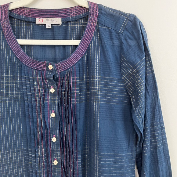 Johnny Was 3 J Workshop Navy Dress Tunic with Pink Embroidery - Picture 3 of 8